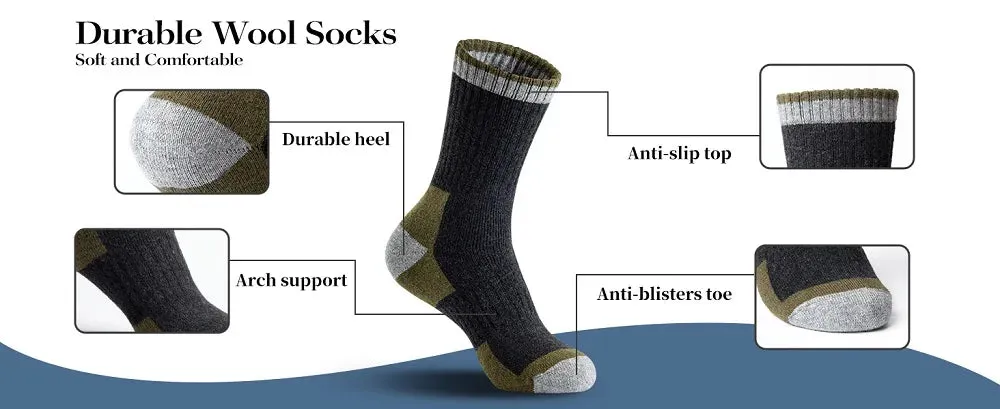 5 Pairs Merino Wool Warm Socks for Men