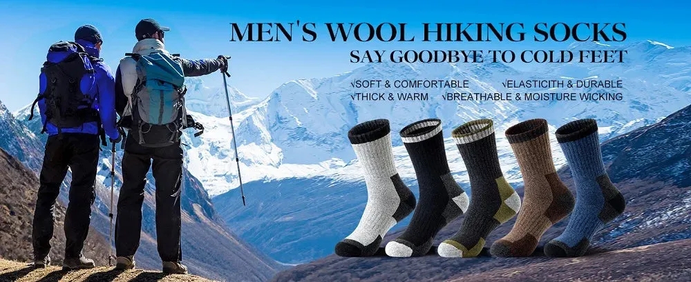 5 Pairs Merino Wool Warm Socks for Men