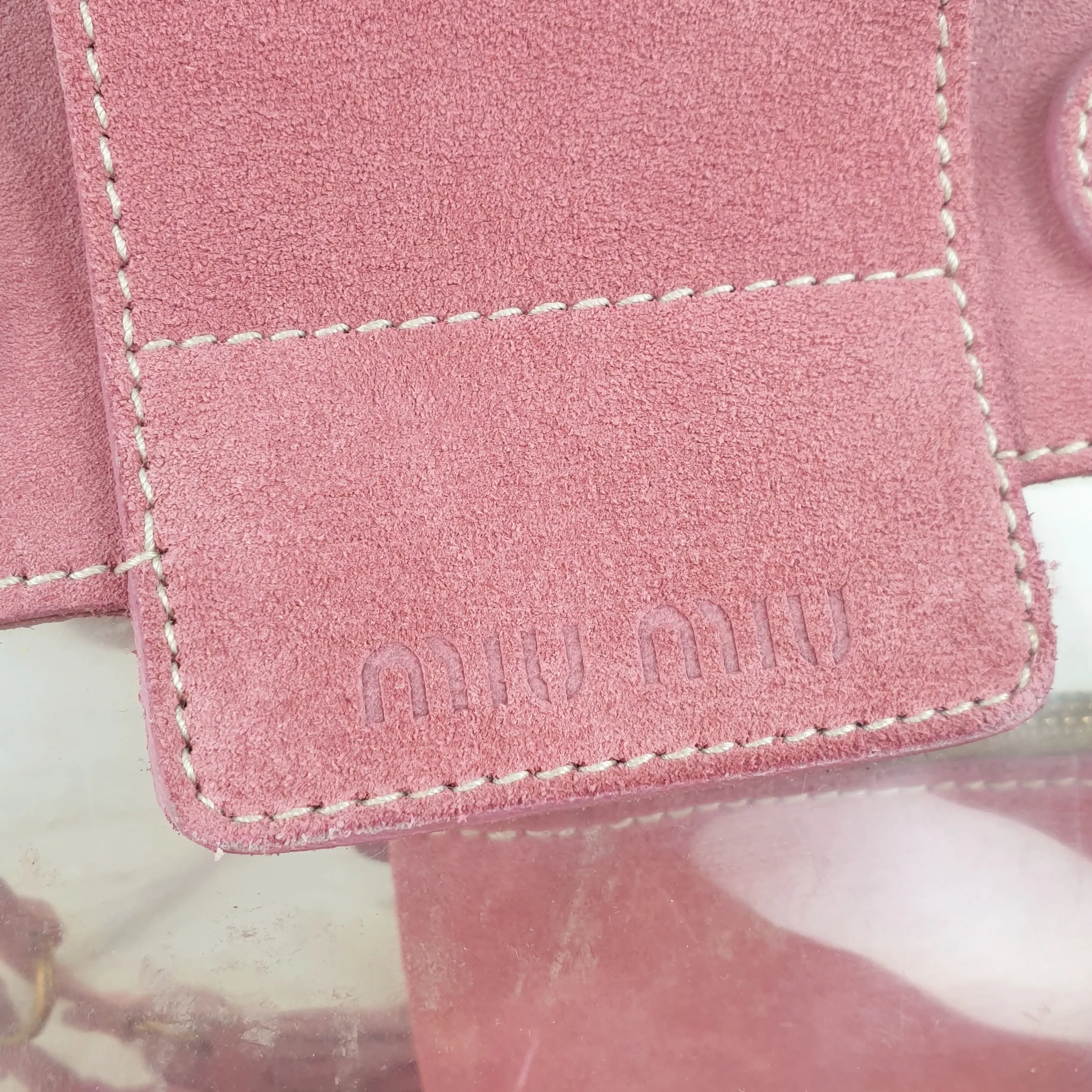 Borsa Miu Miu suede rosa e pvc