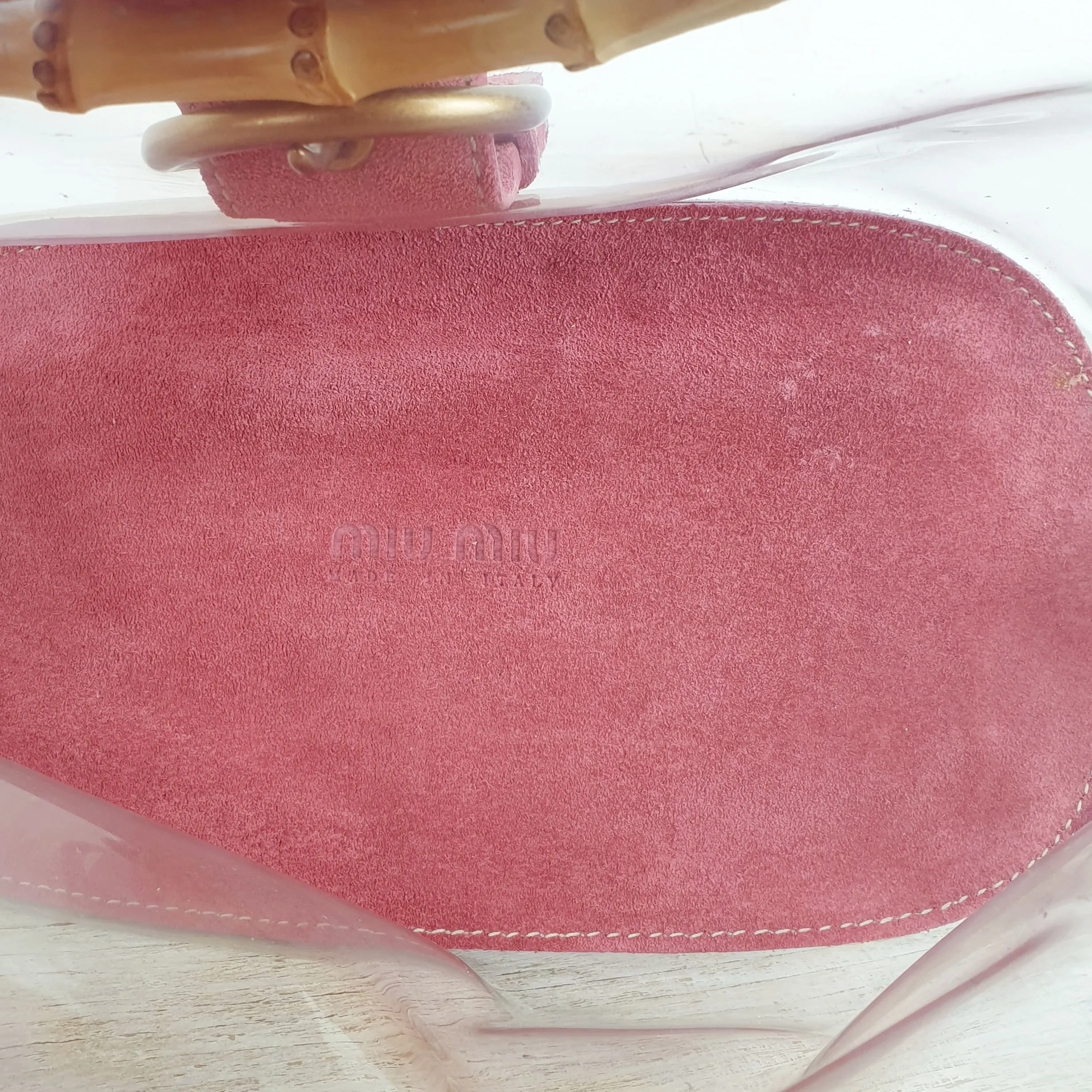 Borsa Miu Miu suede rosa e pvc