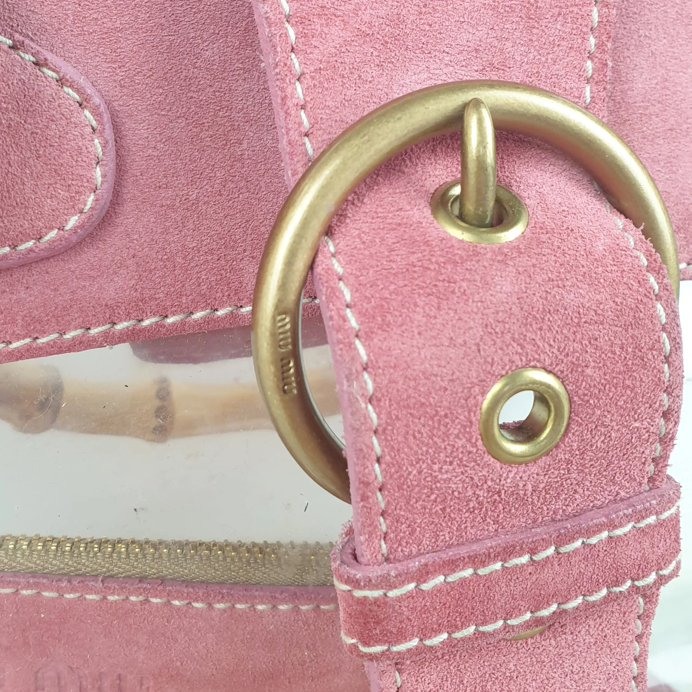 Borsa Miu Miu suede rosa e pvc