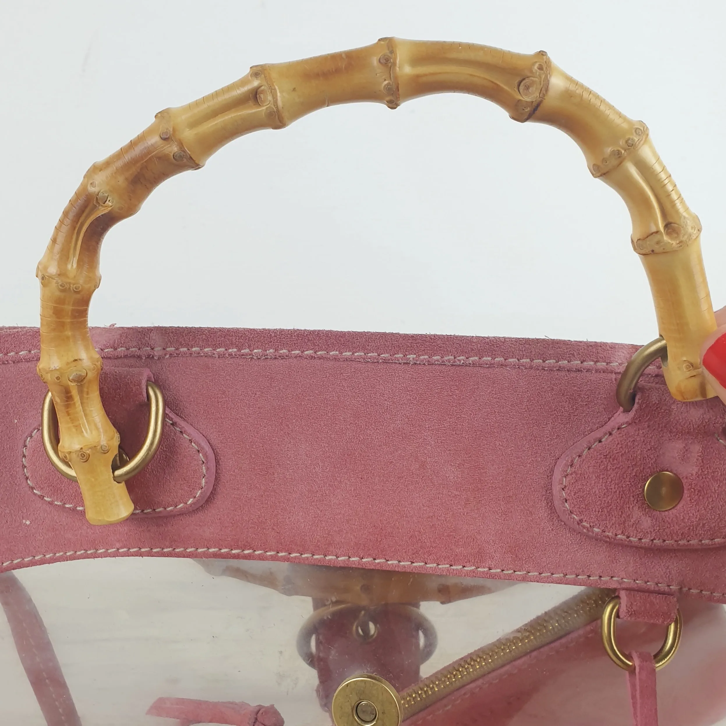 Borsa Miu Miu suede rosa e pvc