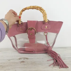 Borsa Miu Miu suede rosa e pvc