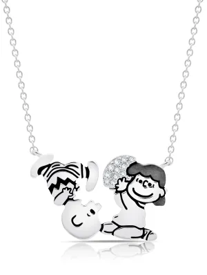 Charlie Brown & Lucy Football Necklace Finished in Pure Platinum