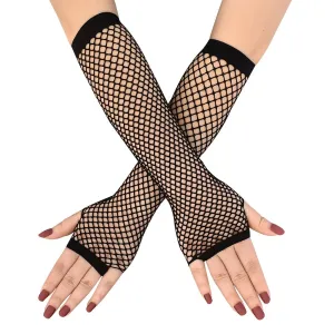 Chic Black Fishnet Fingerless Gloves for 1920sinspired Parties