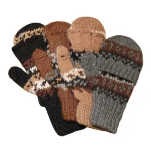 Deluxe Hand Knit Hooded Kids Alpaca Gloves ("Glittens")