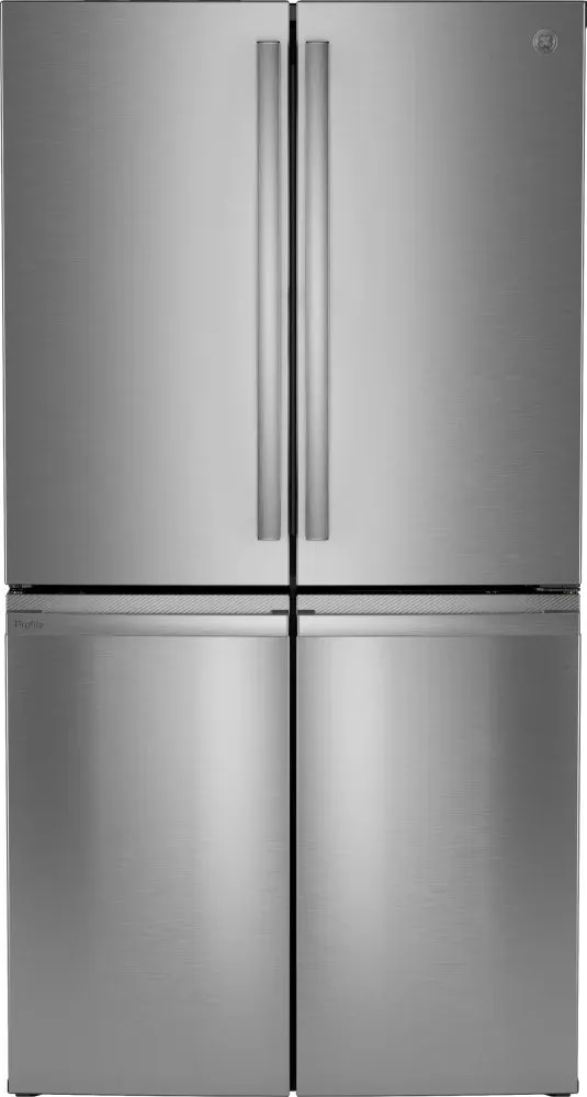 GE PAD28BYTFS 36 Inch Freestanding 4-Door French Door Smart Refrigerator with 28 cu. ft. Total Capacity, TwinChill™ Evaporators, Dual-Dispense AutoFill Pitcher, Enhanced Shabbos Mode, Built-In WiFi, Ice Maker, Internal Water Dispenser