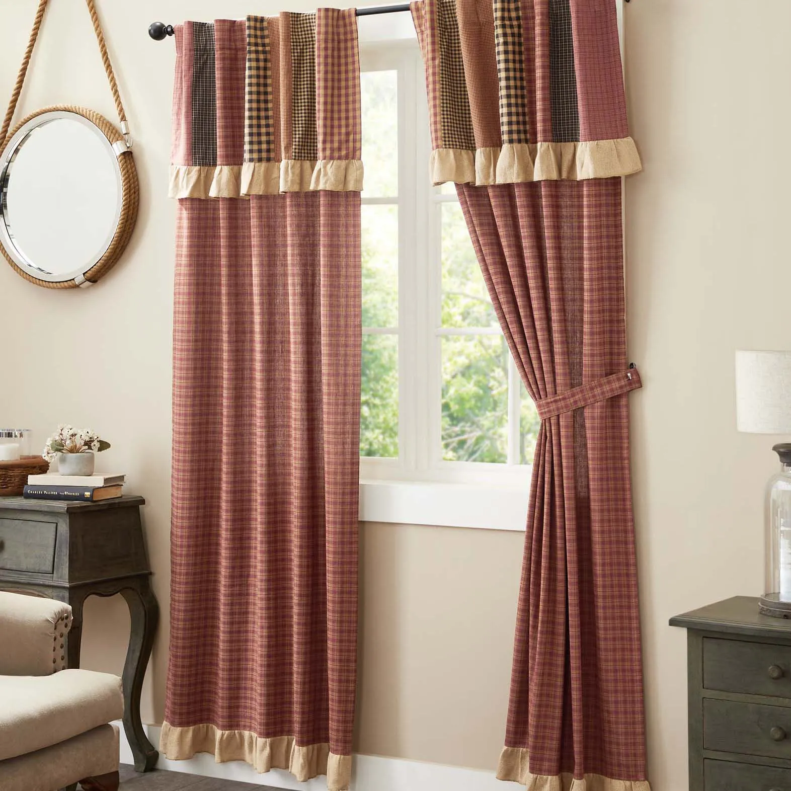 Maisie Panel with Attached Patch Valance Set of 2