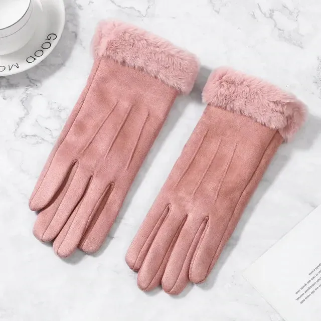 OCW Women Touchscreen Thick Warm Suede Elegant Winter Gloves