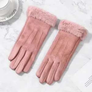 OCW Women Touchscreen Thick Warm Suede Elegant Winter Gloves