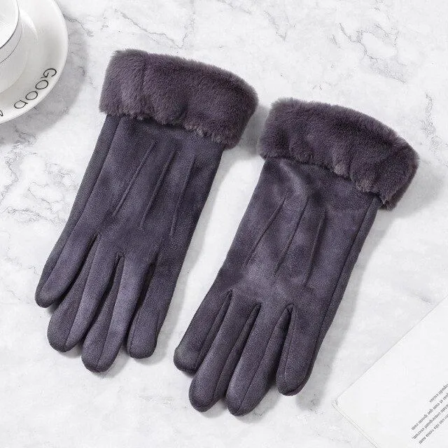 OCW Women Touchscreen Thick Warm Suede Elegant Winter Gloves