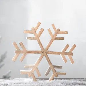 PDMAB22-002 9.06" Wooden Snowflake Table Decor