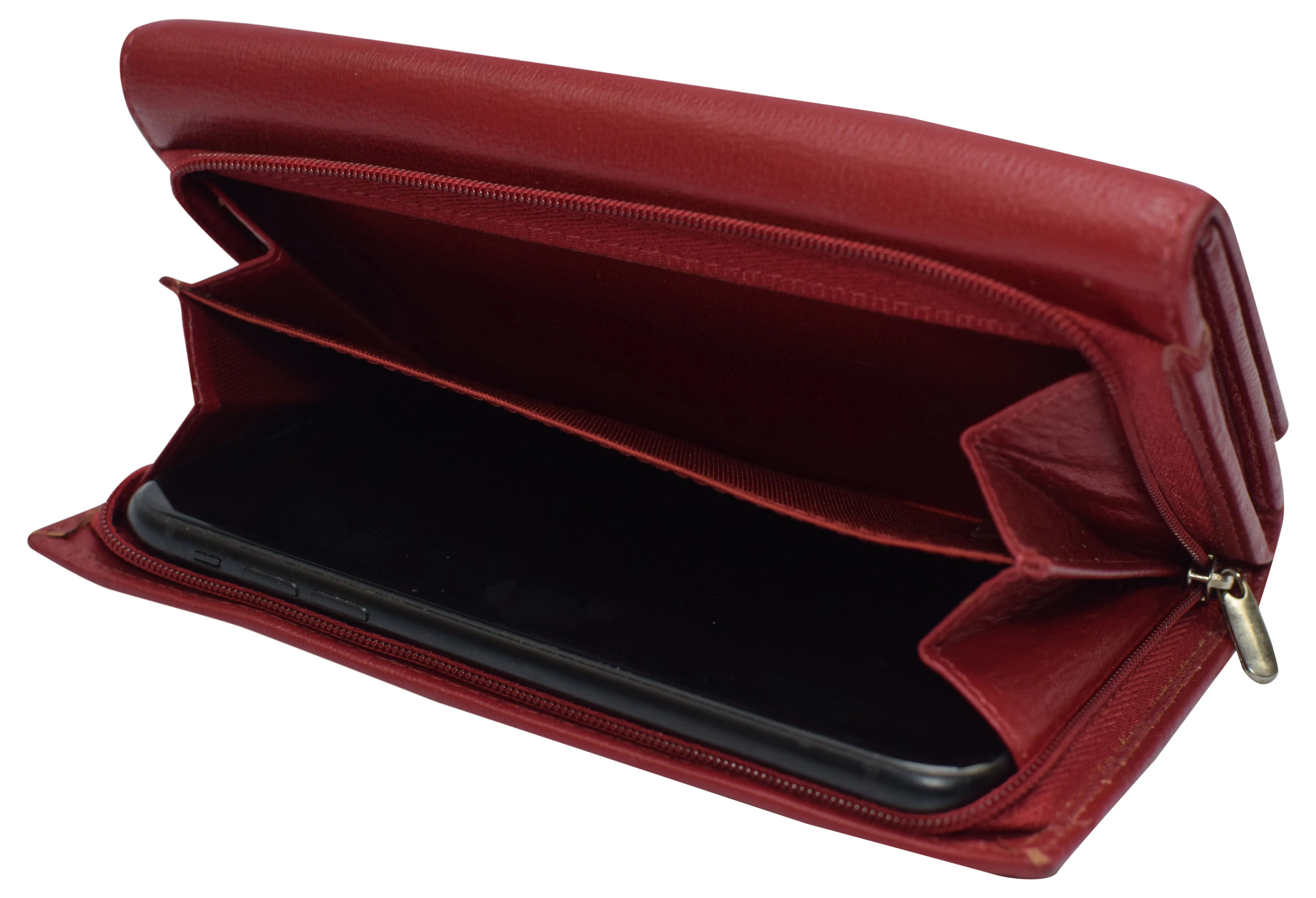 RFIDCN5575 Womens RFID Genuine Leather Wallet Clutch Zip Around Checkbook Organizer for Ladies