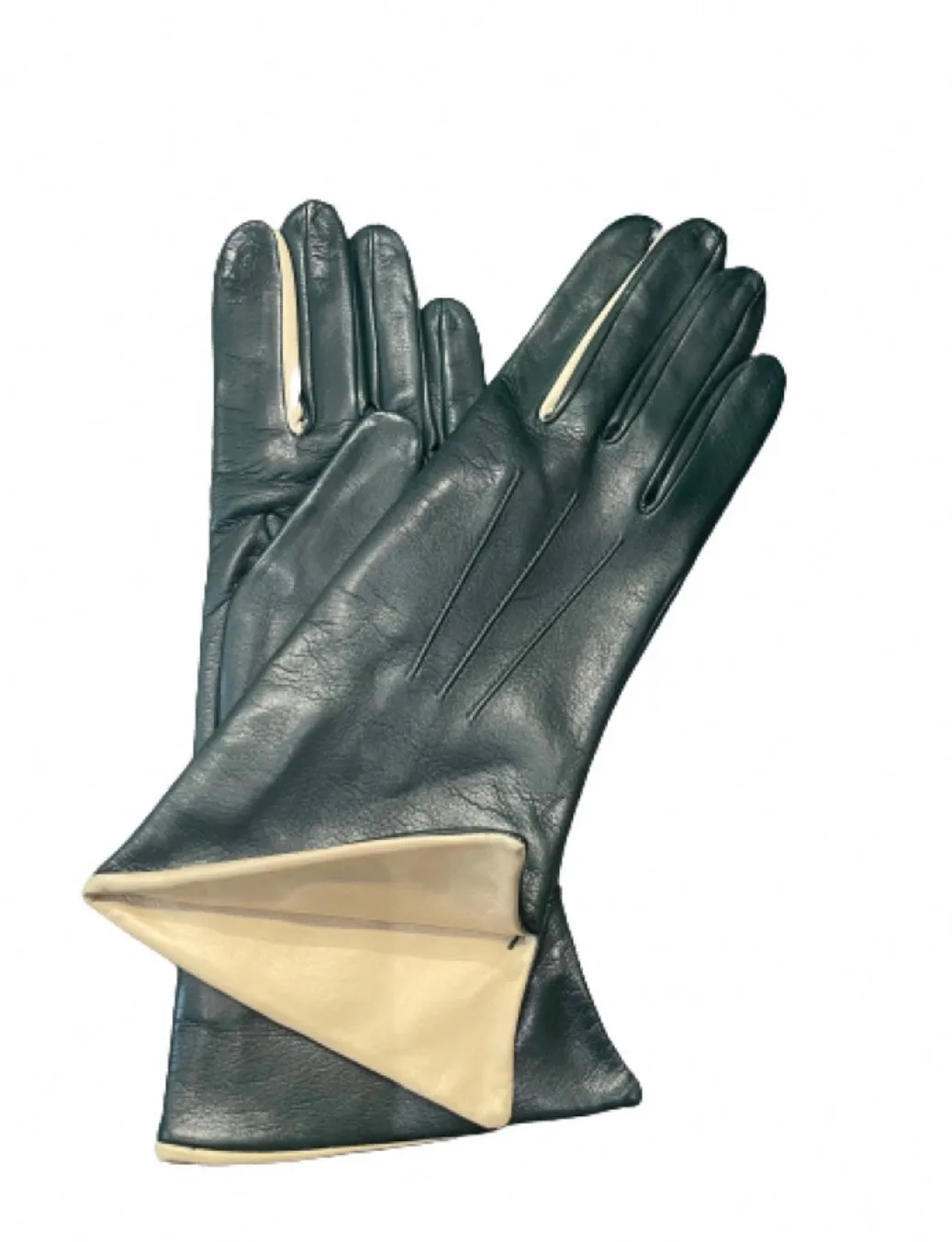 Sophia - Women's Silk Lined Contrast Leather Gloves