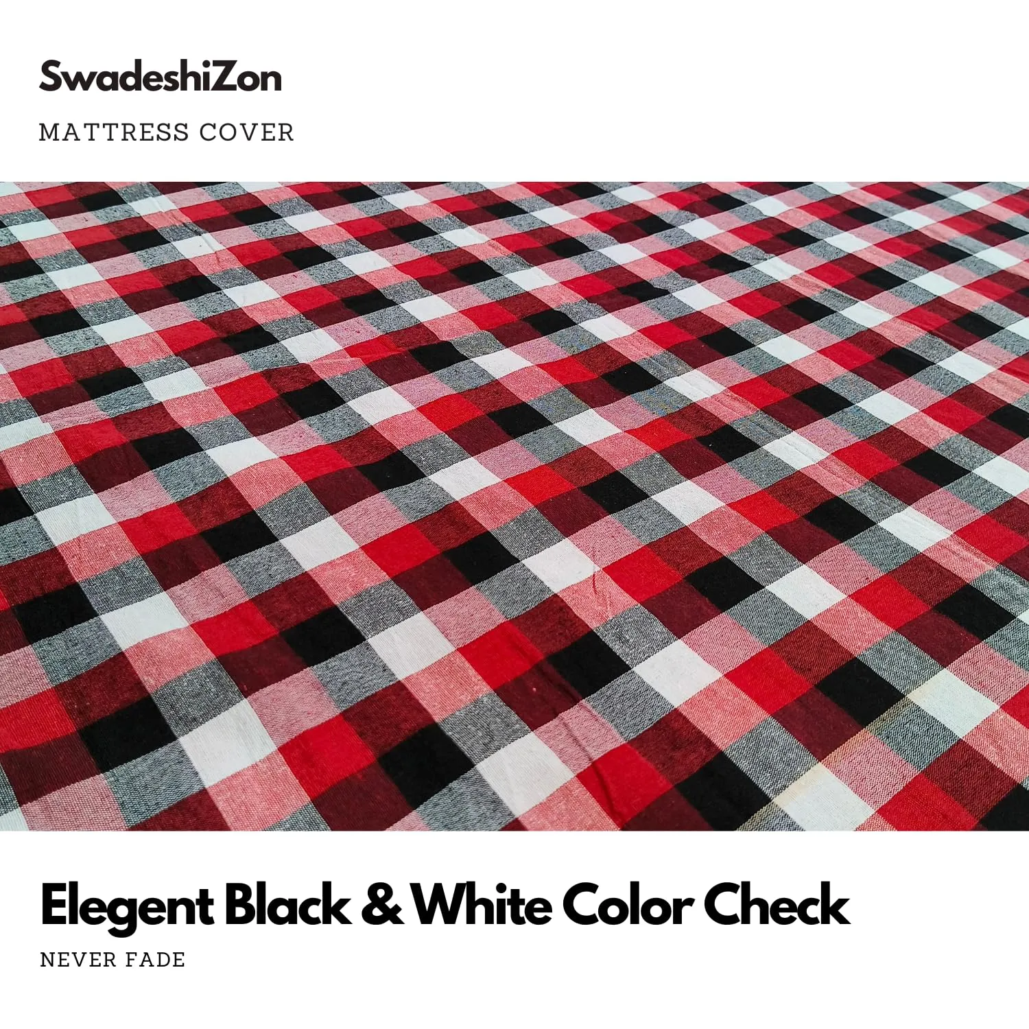 SwadeshiZon Cotton Mattress Cover Protector Single Bed Size with Zipper - Chain | Ultra Soft Breathable- Hypoallergenic | 72x36x4 inches, 3x6 ft, Multicolor, Pack of 2, 250 Gsm