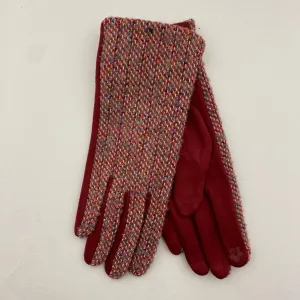 Winter Gloves - Tweed and Glitz, Red