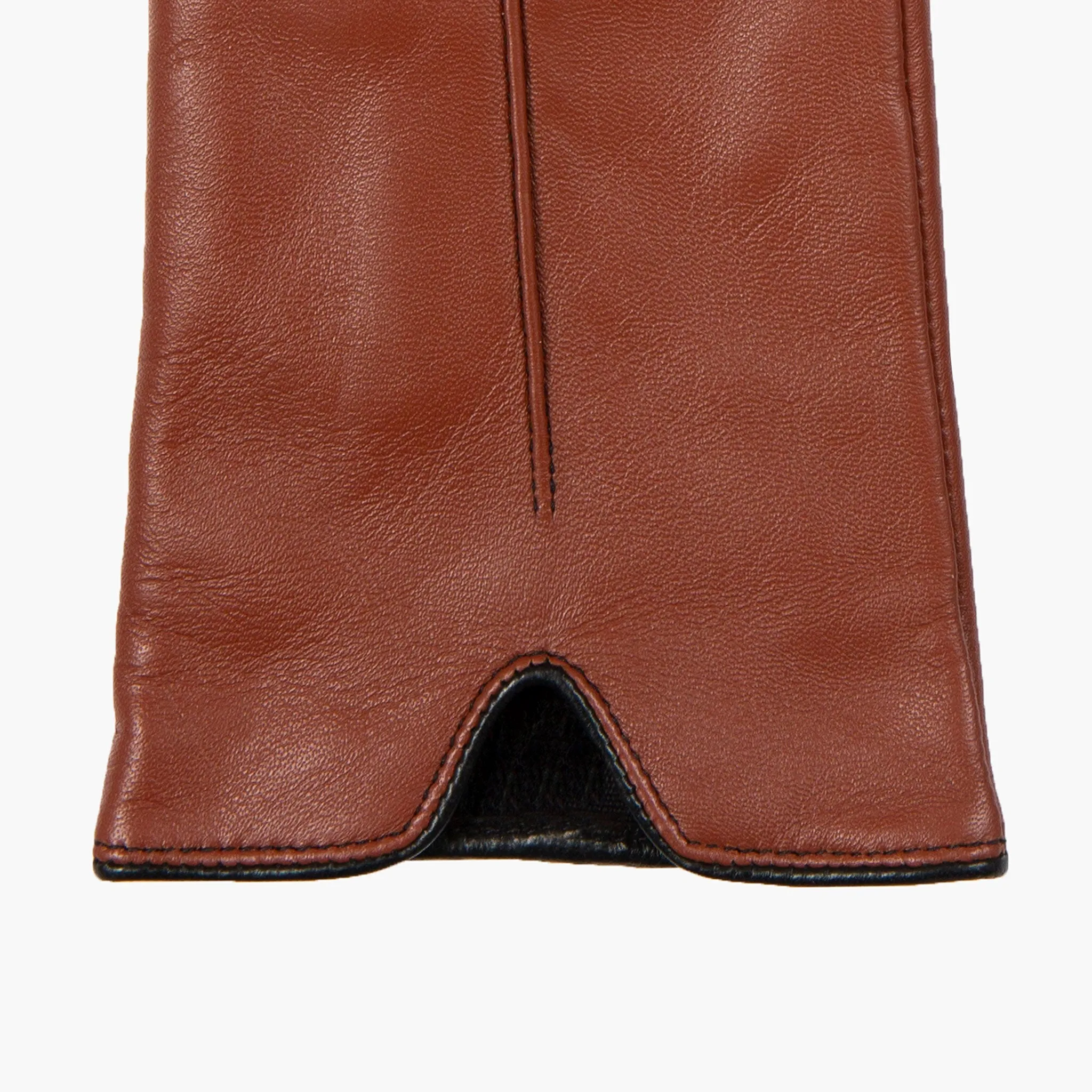 Women’s Single-Point Lined Leather Gloves with Colour Contrast Details