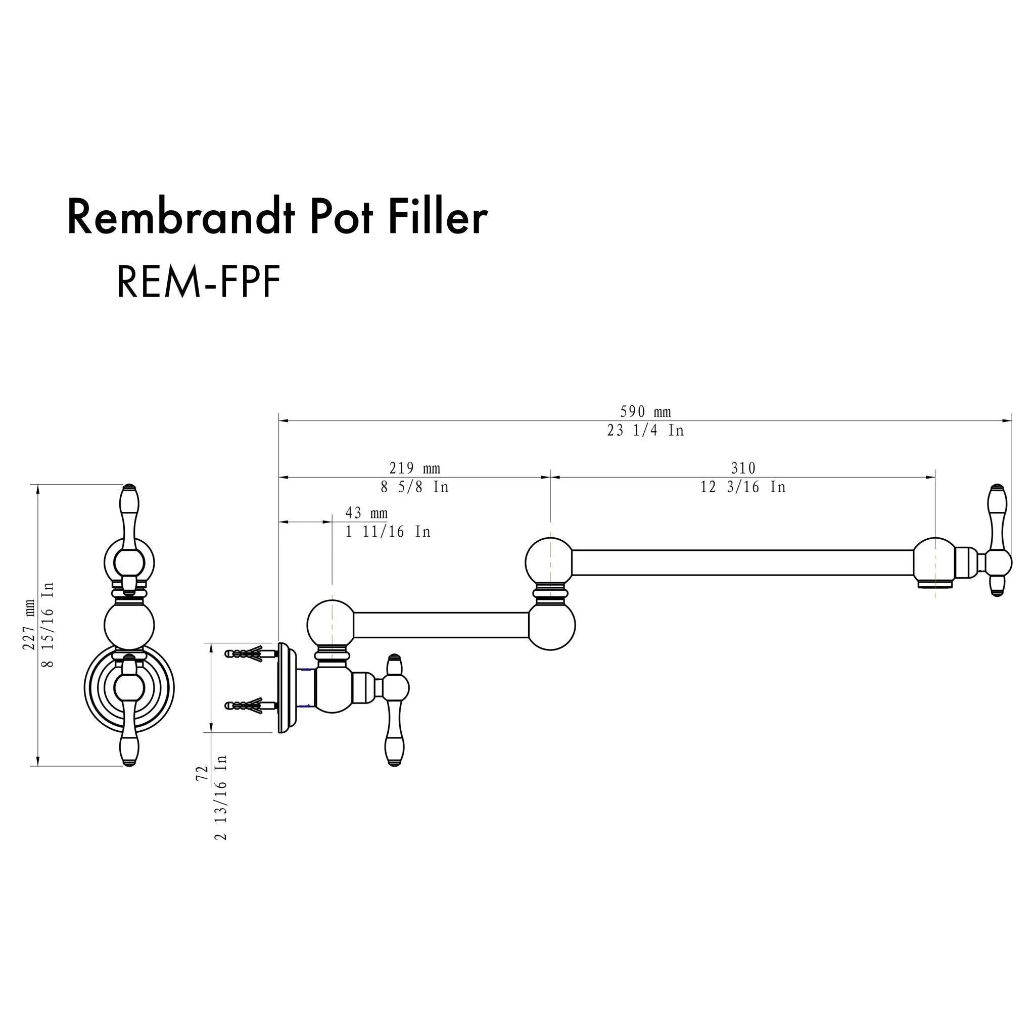 ZLINE Rembrandt Pot Filler in Matte Black, REM-FPF-MB